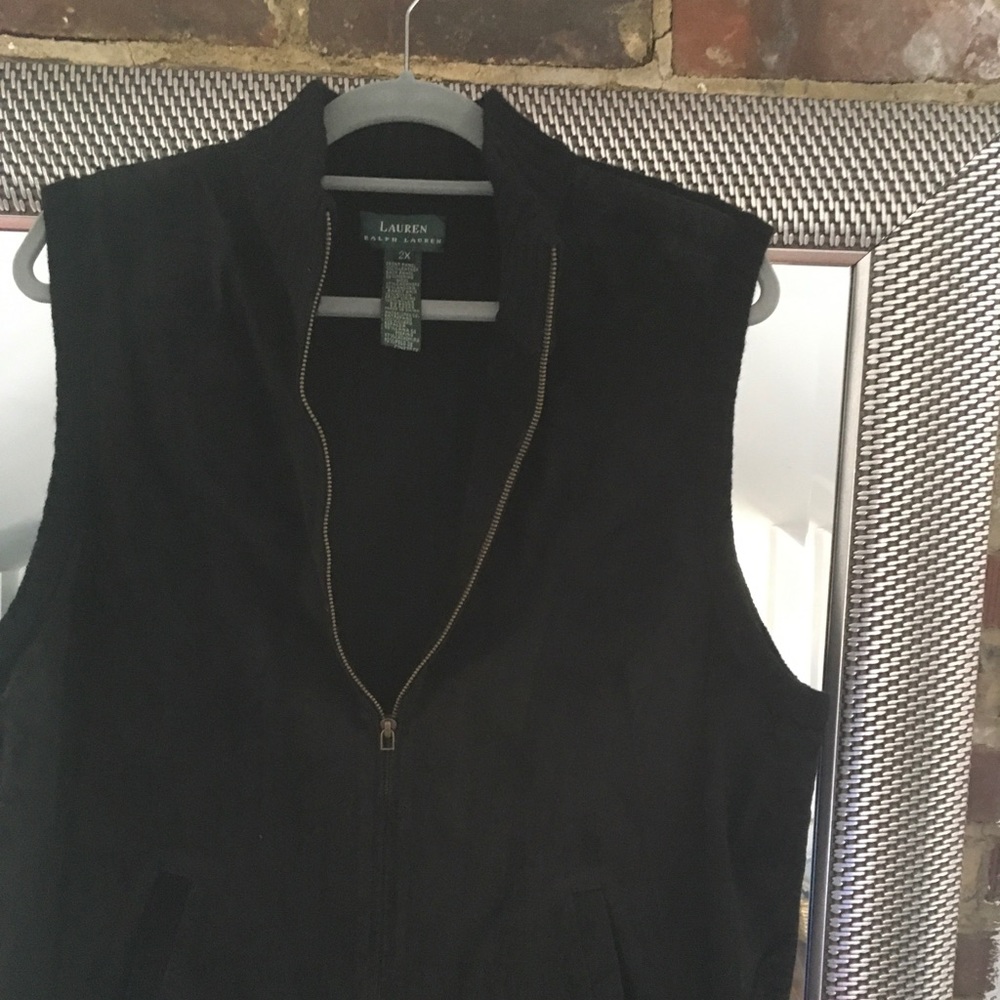 Lauren Ralph Lauren zipper Suede/sweater vest